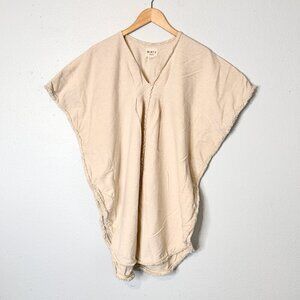 Mirth Bali Caftan Oatmeal Cotton Flax One Size Fringe Tunic Top Dress